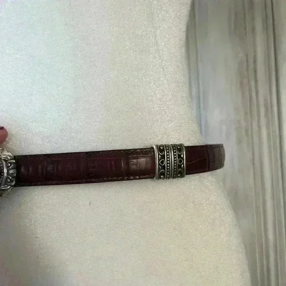 BRIGHTON|2in1 Black Leather Brown Crocodile Embossed Silver Buckle|ML Equestrian - Picture 12 of 13